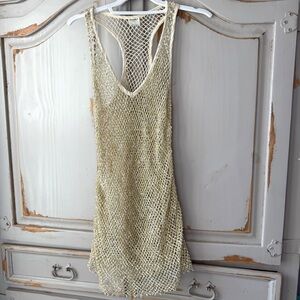 Free People Cream Mesh Tank Top
